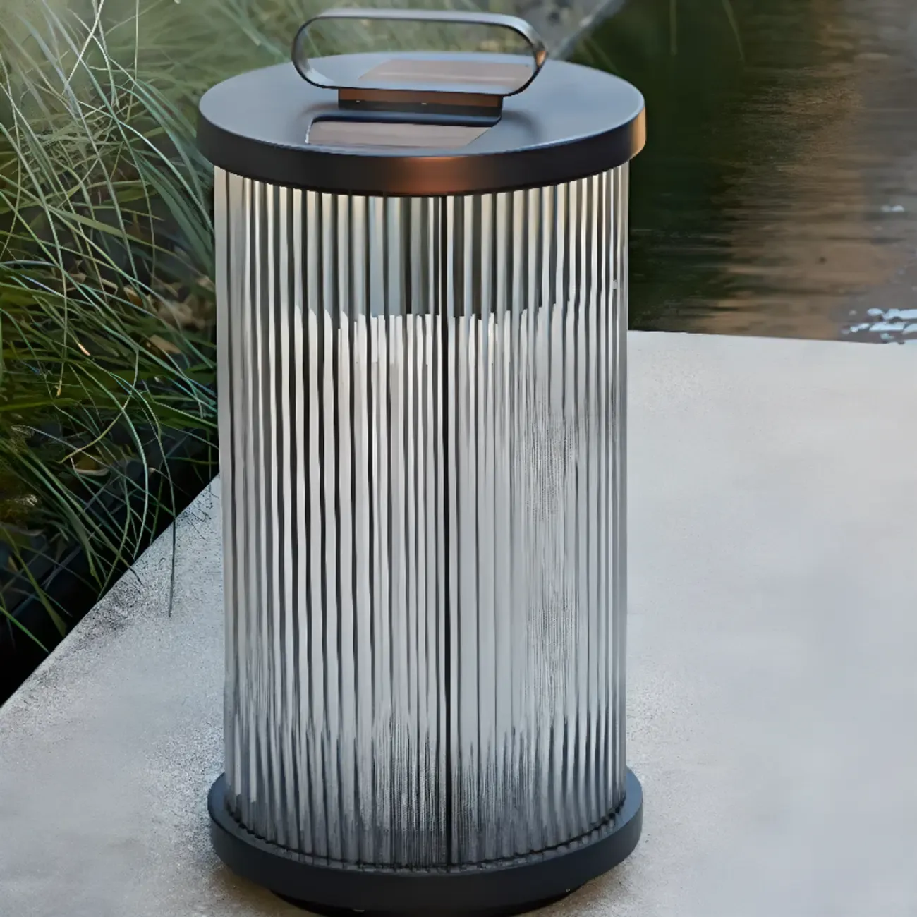 Vertical Grain Clear Glass Cylinder Post Cap Light