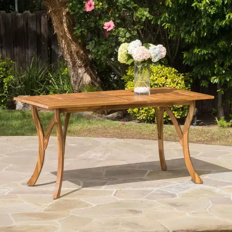 Okak 59IN Modern Rectangular Wooden Kitchen Table, Dining Table with Stable Legs, Dining Room Table for Living Room, Kitchen, Patio, Teak
