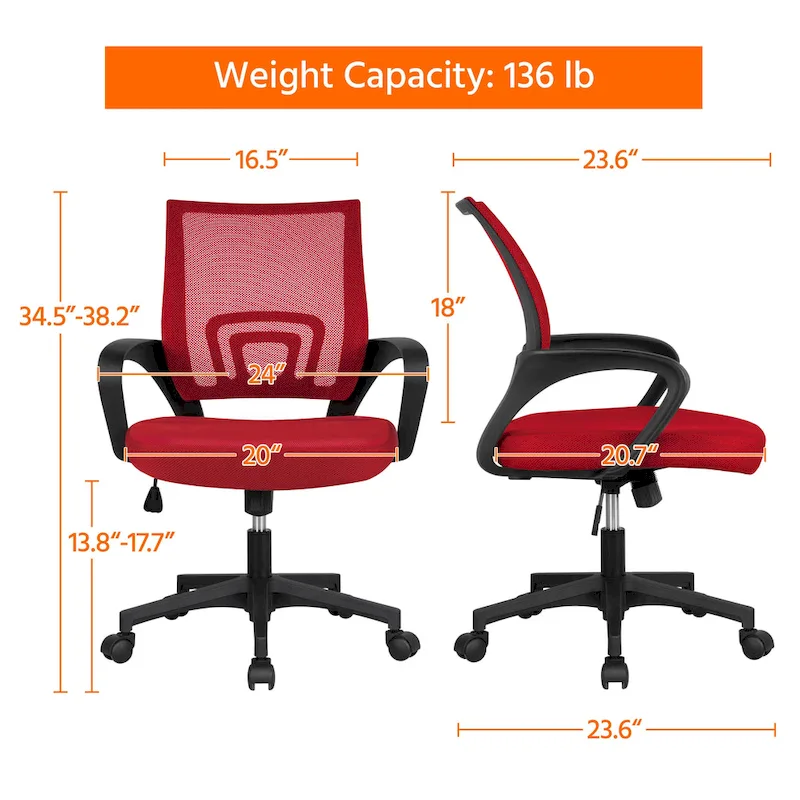 Yaheetech Adjustable Ergonomic Office Chair MidBack Mesh Swivel Chair