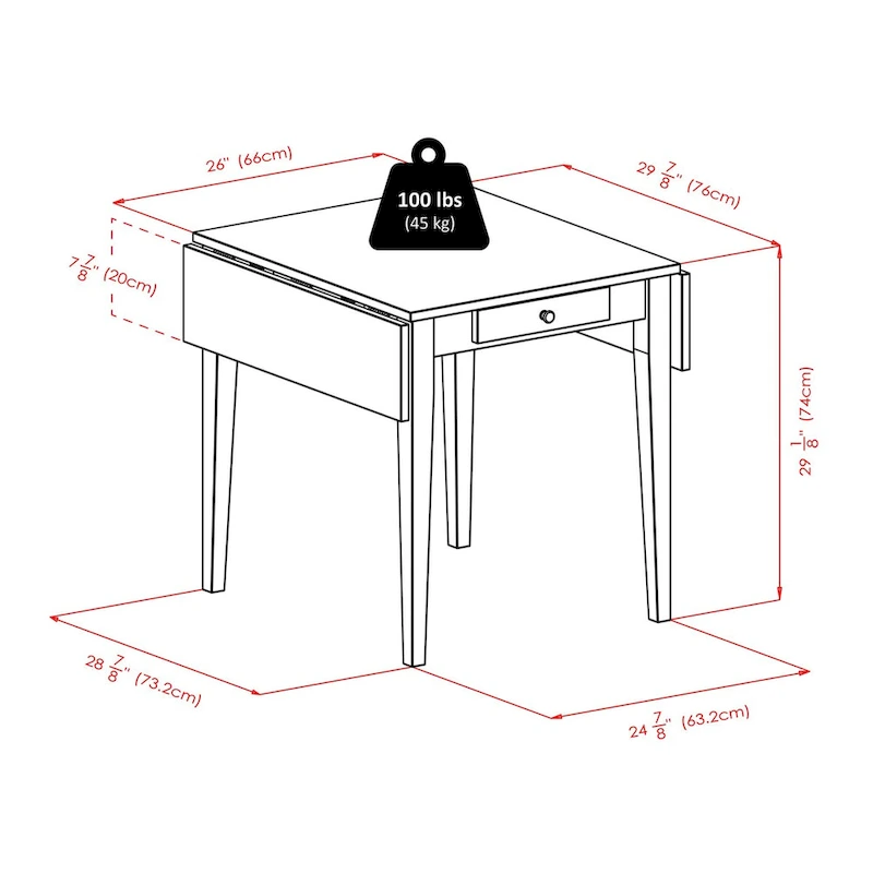 Drop Leaf Table with Ladder-back Chairs, Walnut
