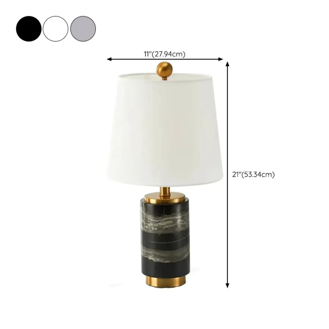 Modern Cylinder Stone Table Lamp with Fabric Shade