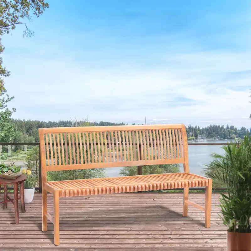 Chic Teak Castle Outdoor Teak Wood Patio & Garden Bench without Arms, 5 foot