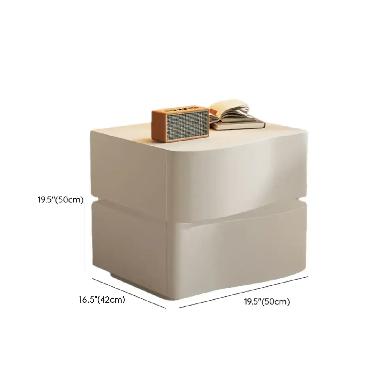 Modern White Waved Wood 3-Drawer Nightstand