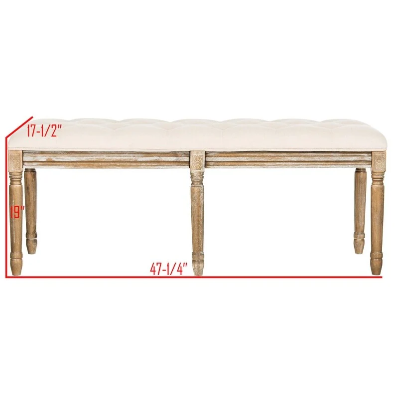 French Brasserie Tufted Rubberwood Bench in Rustic Oak Finish — 47
