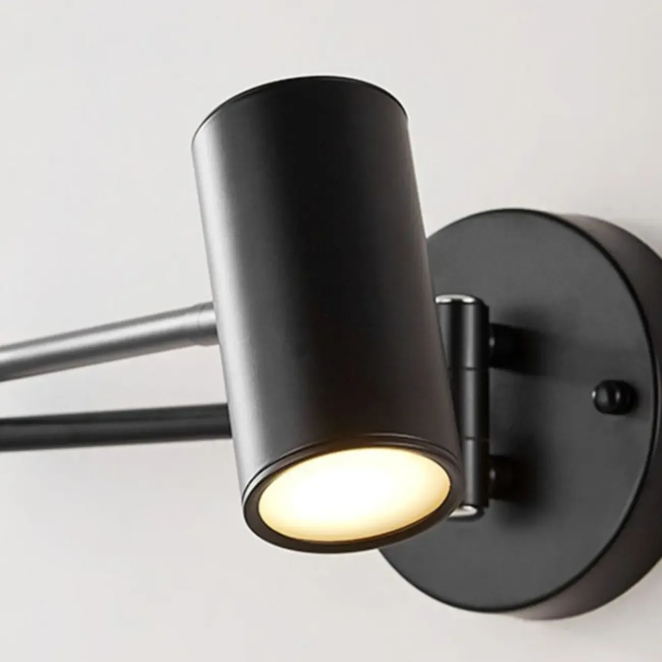 Modern Bedside Swing Arm Wall Light with Iron Shade