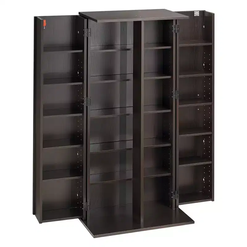 VEVOR Media Storage Cabinet, 6-Tier DVD Shelf Organizer, 24.02 x 14.49 x 50 in Multimedia Storage Organizer for CDs, DVDs, Books, Games, Brown