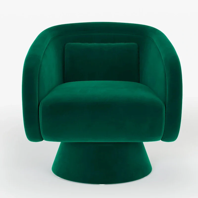 Nailhead Swivel Barrel Chair