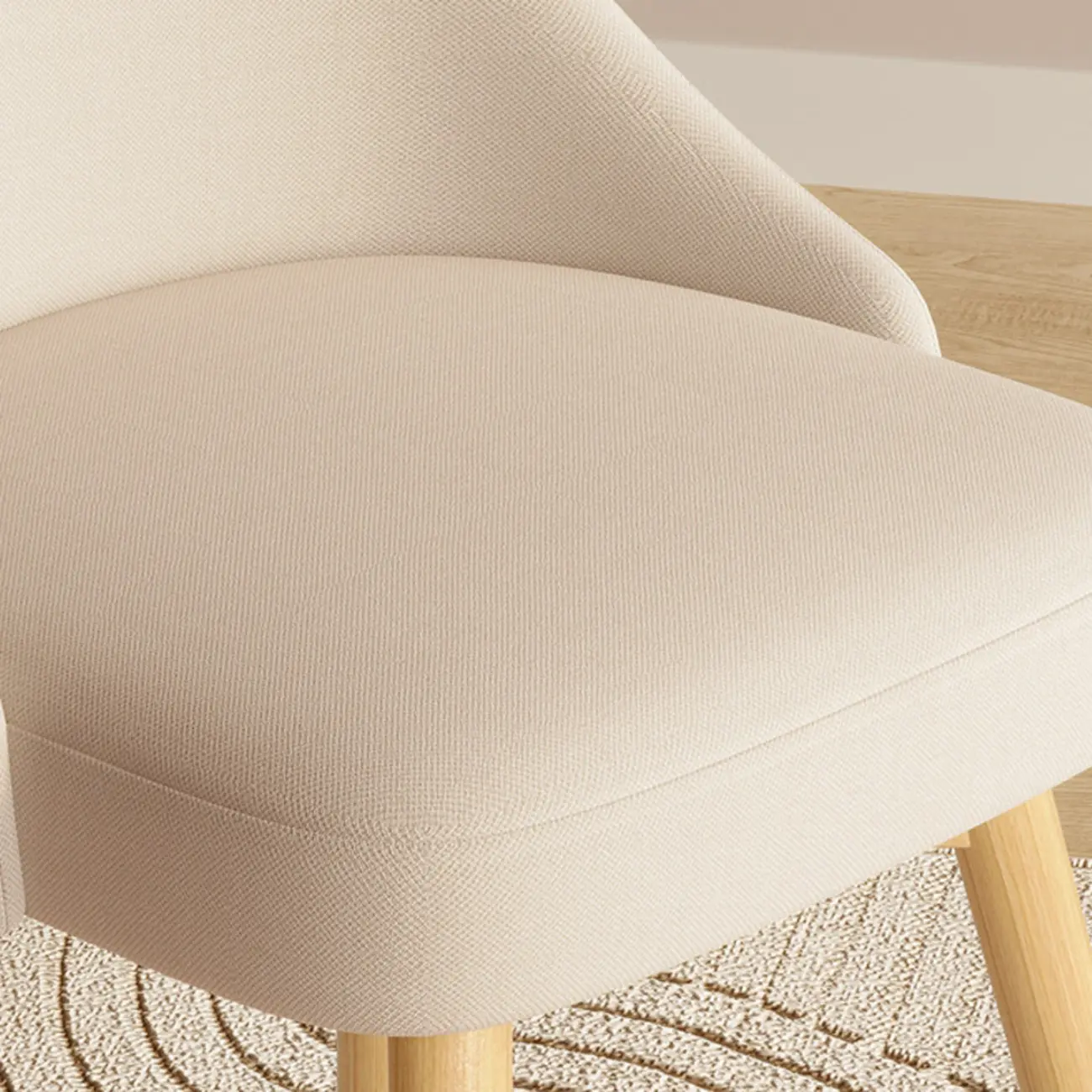 White Fabric Upholstered Solid Back Dining Chair