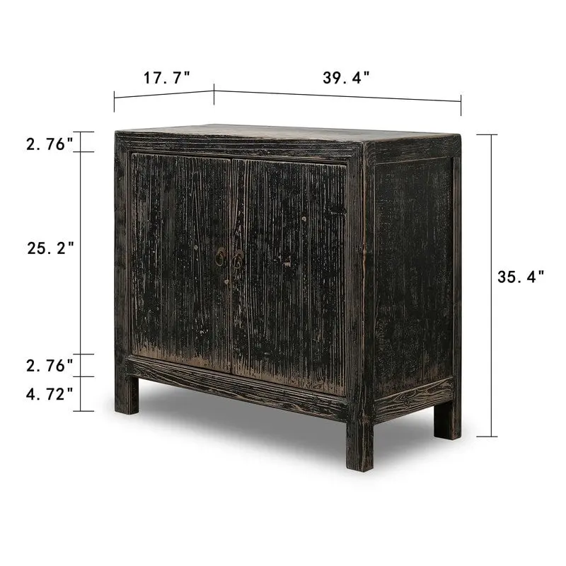 Distressed Black 2-Door Storage Cabinet – Farmhouse Style, Single Use