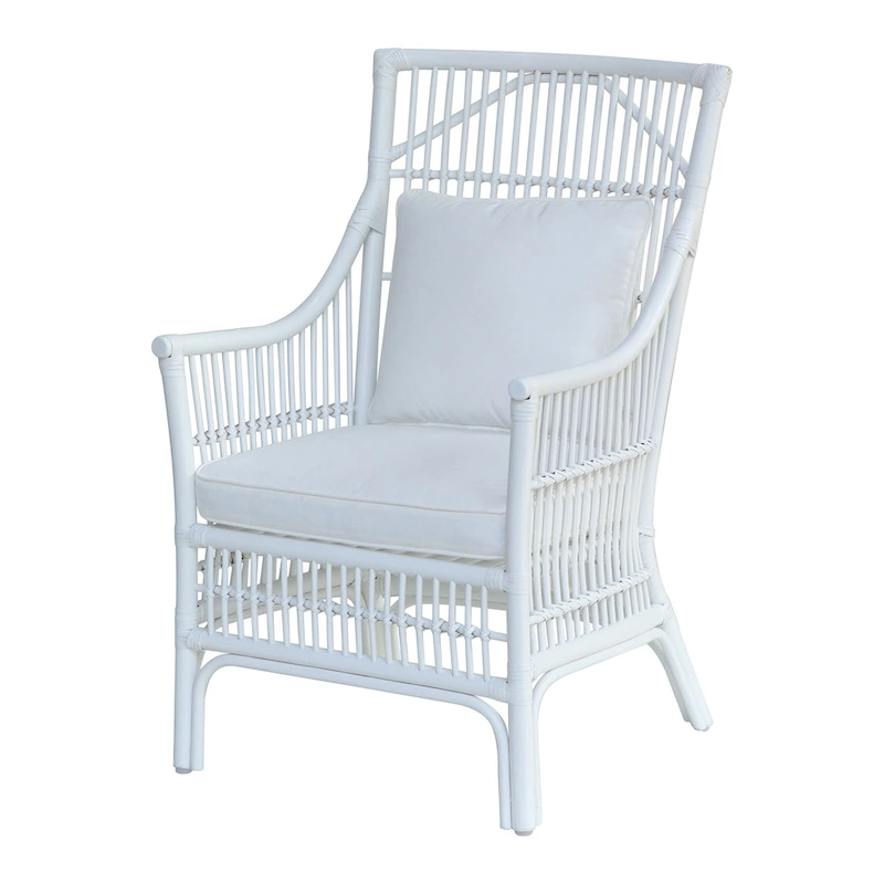 Rattan Slat Back Cushioned Arm Dining Accent Chair by East at Main - 24x25.5x39.25