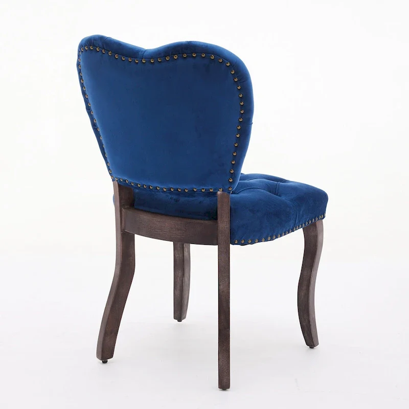 Velvet Tufted Dining Chairs Set of 2 with Wooden Legs
