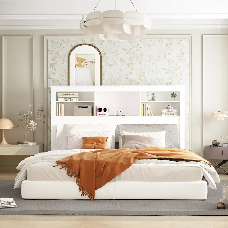 65W x 43H Bookcase Headboard With Light