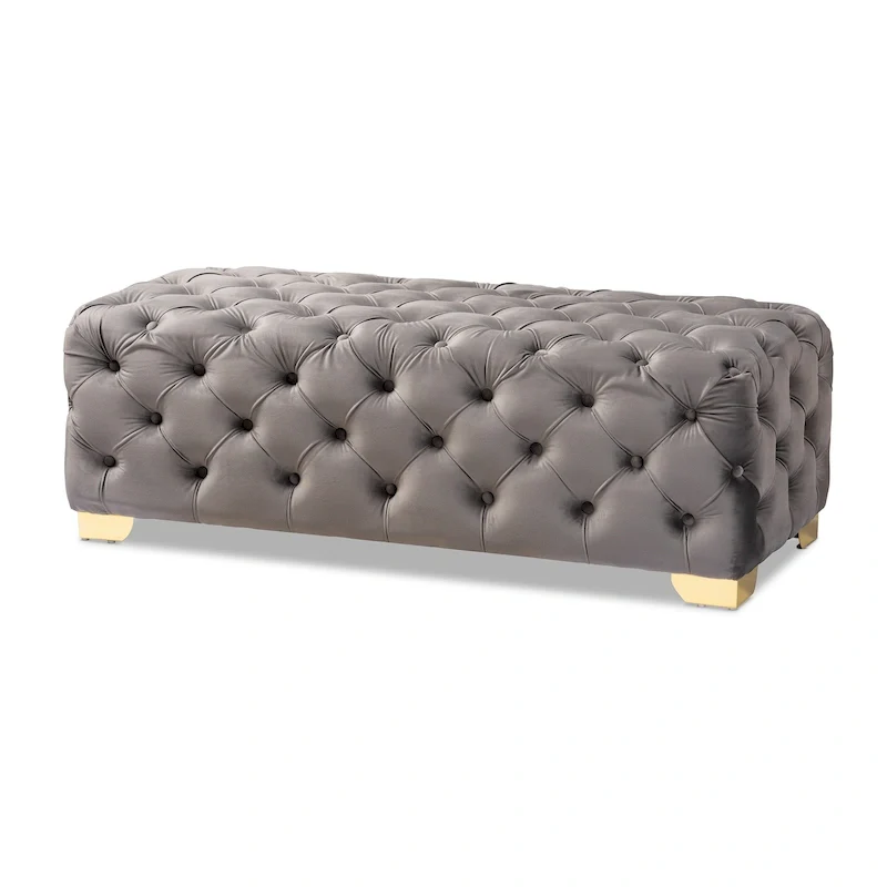 Gracewood Hollow Solanki Velvet Fabric Ottoman Bench