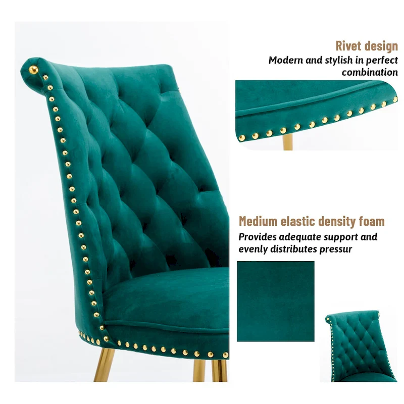 Clihome Modern Velvet Upholstered Featured Dining Chairs (Set of 2)