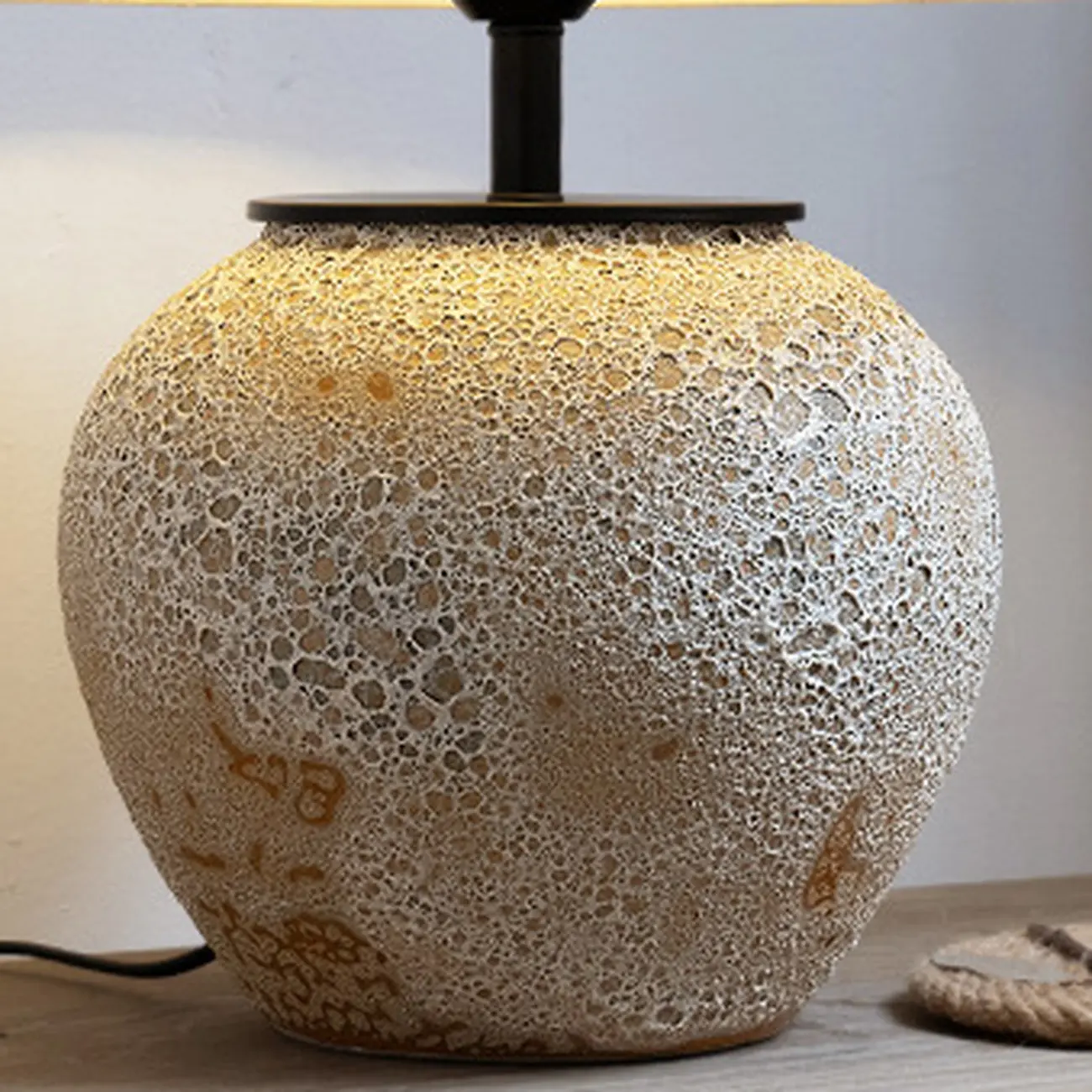 Ceramic Table Lamp with Cone Fabric Shade, LED Compatible