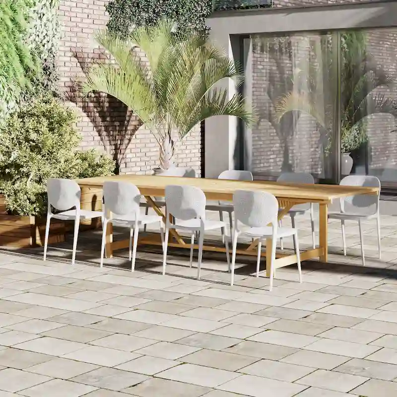 Amazonia Outdoor Patio 9pc Pentel Patio Extendable Dining Set