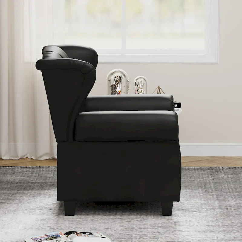 Black 35.04 Adjustable Tufted Arm Chair with Sturdy Legs