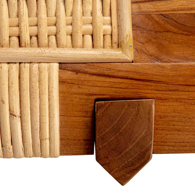 Teakwood and Rattan Bench