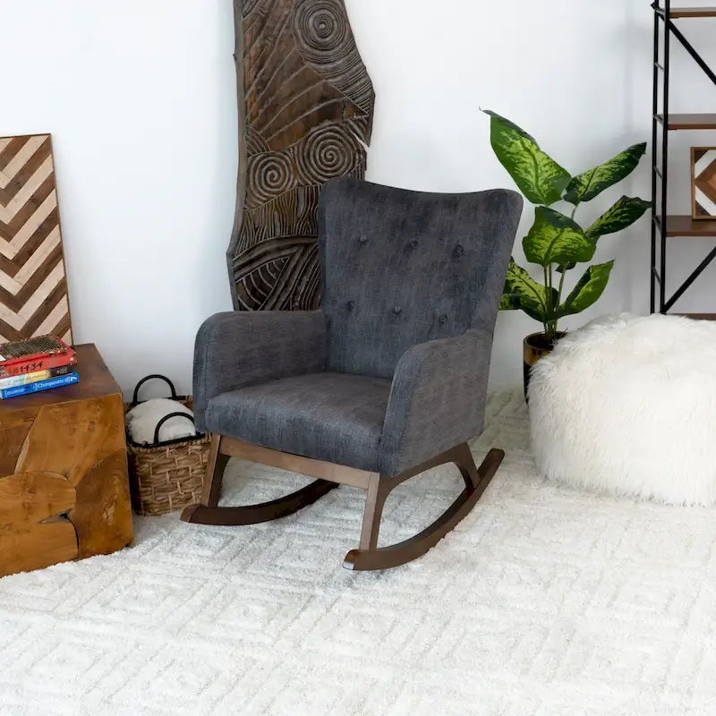 Mid Century Modern Velvet Rocking Chair – Grey