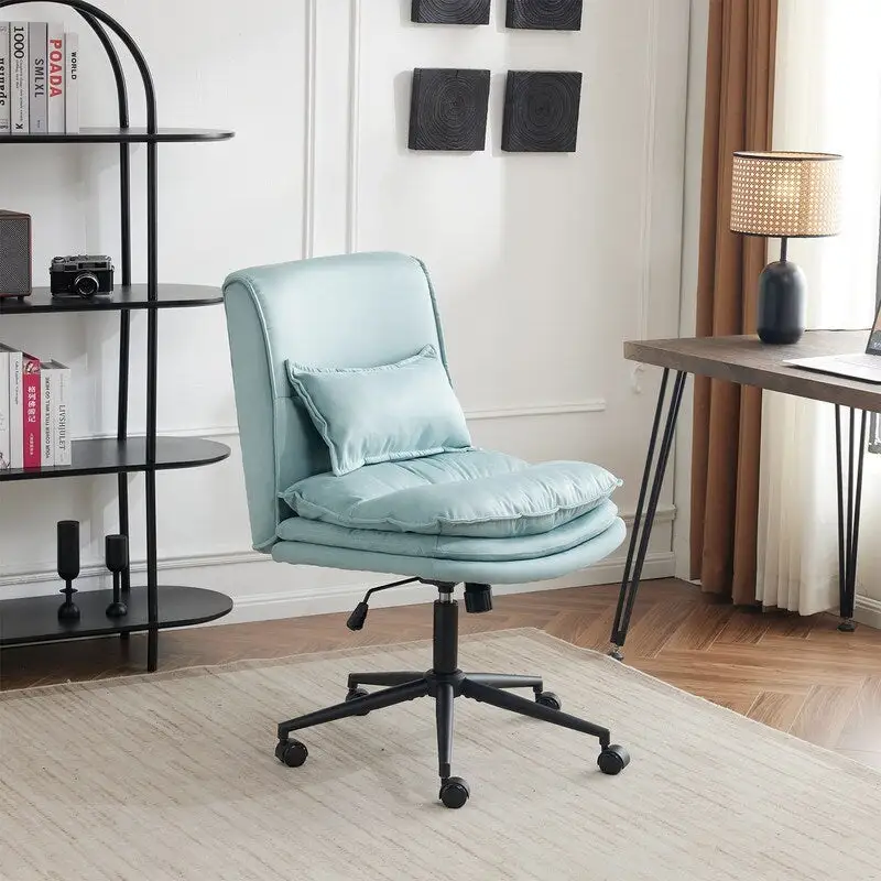 Upholstered Armless Polyester Fiber Task Office Chair With Wheels