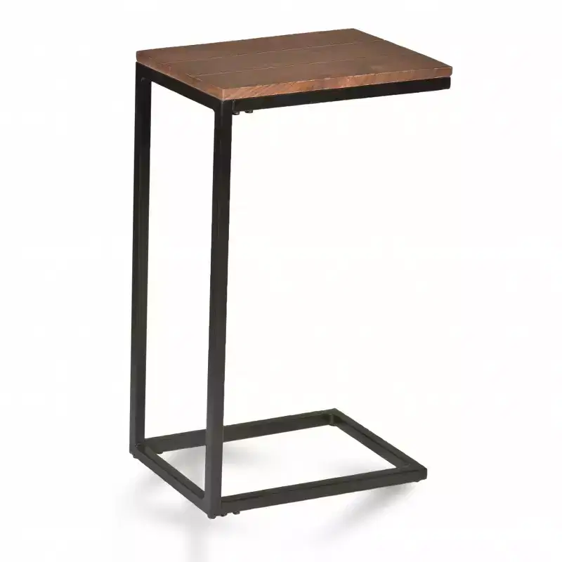 HomeRoots 25 Black And Chestnut Solid Wood Rectangular End Table