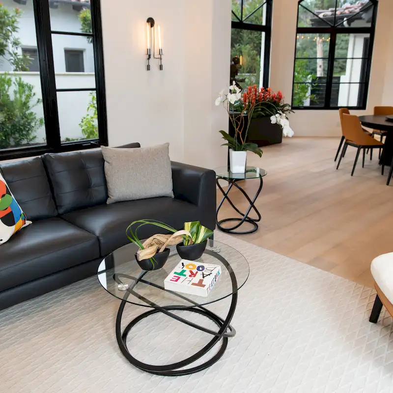 Cross Base Tempered Glass Round Coffee Table