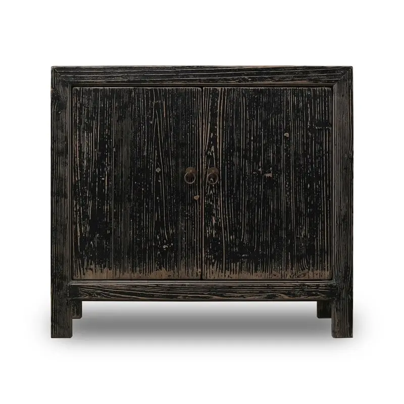 Distressed Black 2-Door Storage Cabinet – Farmhouse Style, Single Use