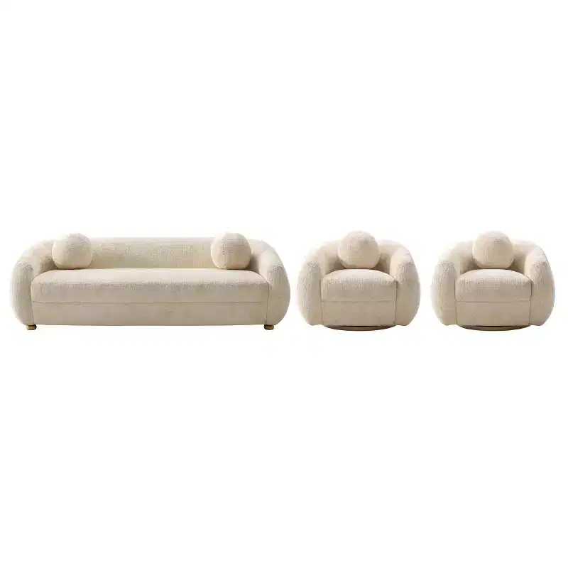 Manhattan Comfort 3pc Tribeca Chenille Upholstered 85.8" Sofa and 2 Accent Chairs