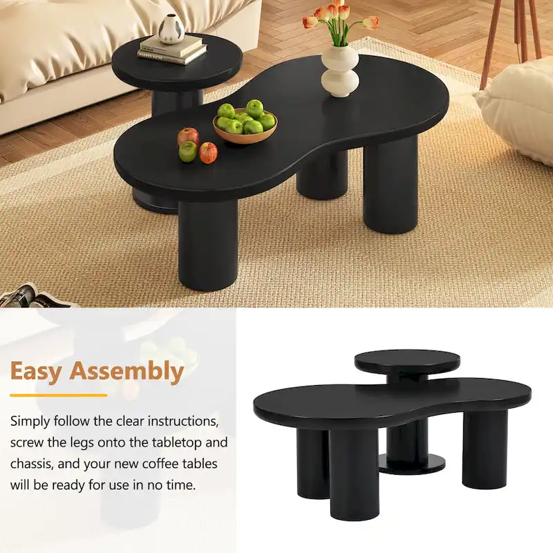Cloud Coffee Table with Round Small Side Table