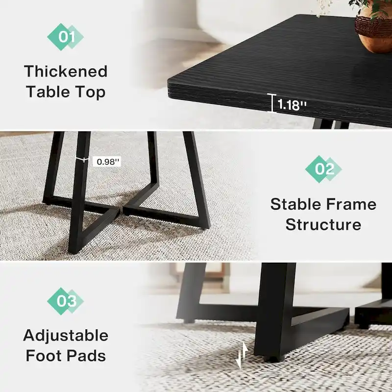 Industrial Dinner Table with Metal Base