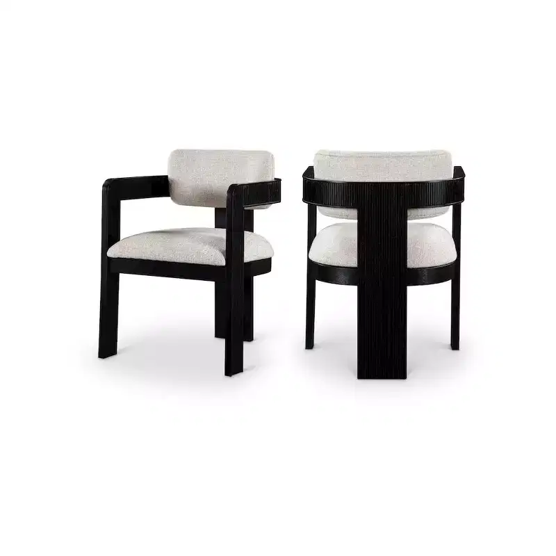 Meridian Furniture,Sacha Linen Textured Fabric Dining Chair, Set of 2