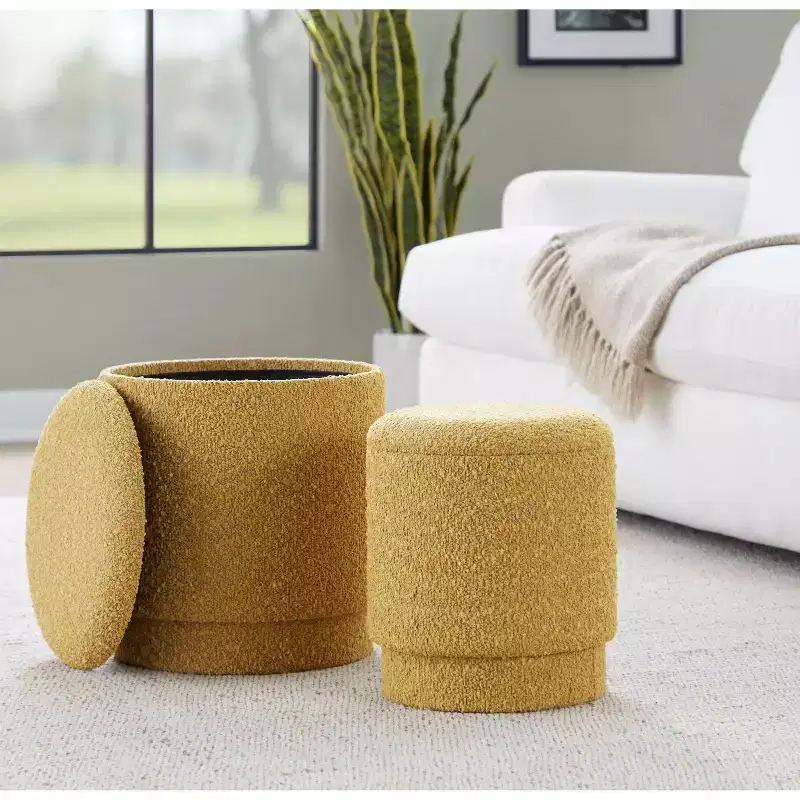 LumiSource Marla Upholstered Ottoman Set Fabric