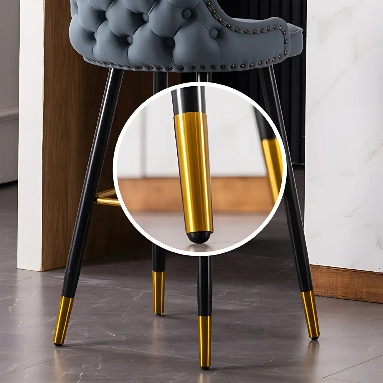 Velvet Upholstered Wingback Counter Height Bar Stools