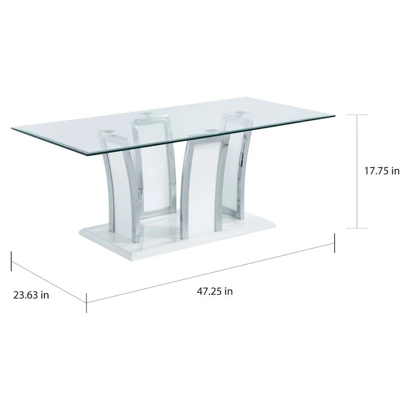 Modern 47-inch Glass Top 1-Shelf Coffee Table