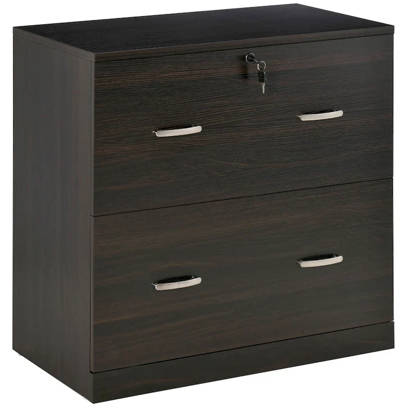 2-Drawer Vertical File Cabinet with Lock — Walnut Home Office Storage