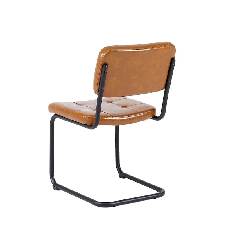 Modern Simple Leather Dining Chair with Metal Pipe