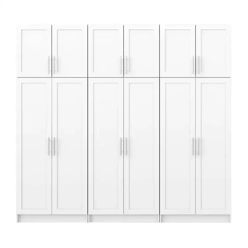 Prepac 6pc Elite Storage Cabinet Set with Panel Doors White