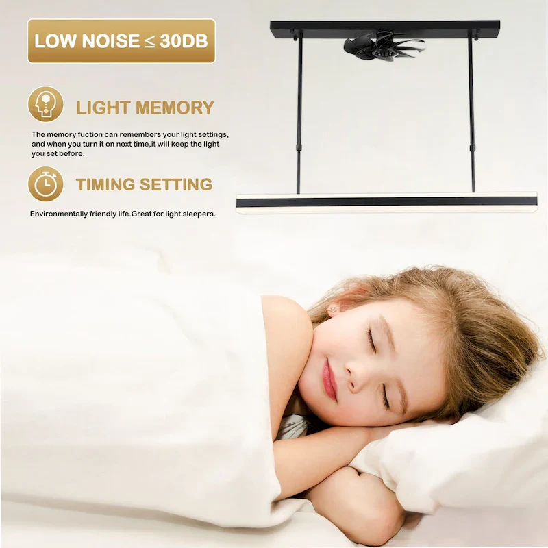 Bella Depot Modern Black Ceiling Fan with Dimmable Light, 6-Speed Reversible Fan with Remote and APP Control - N/A