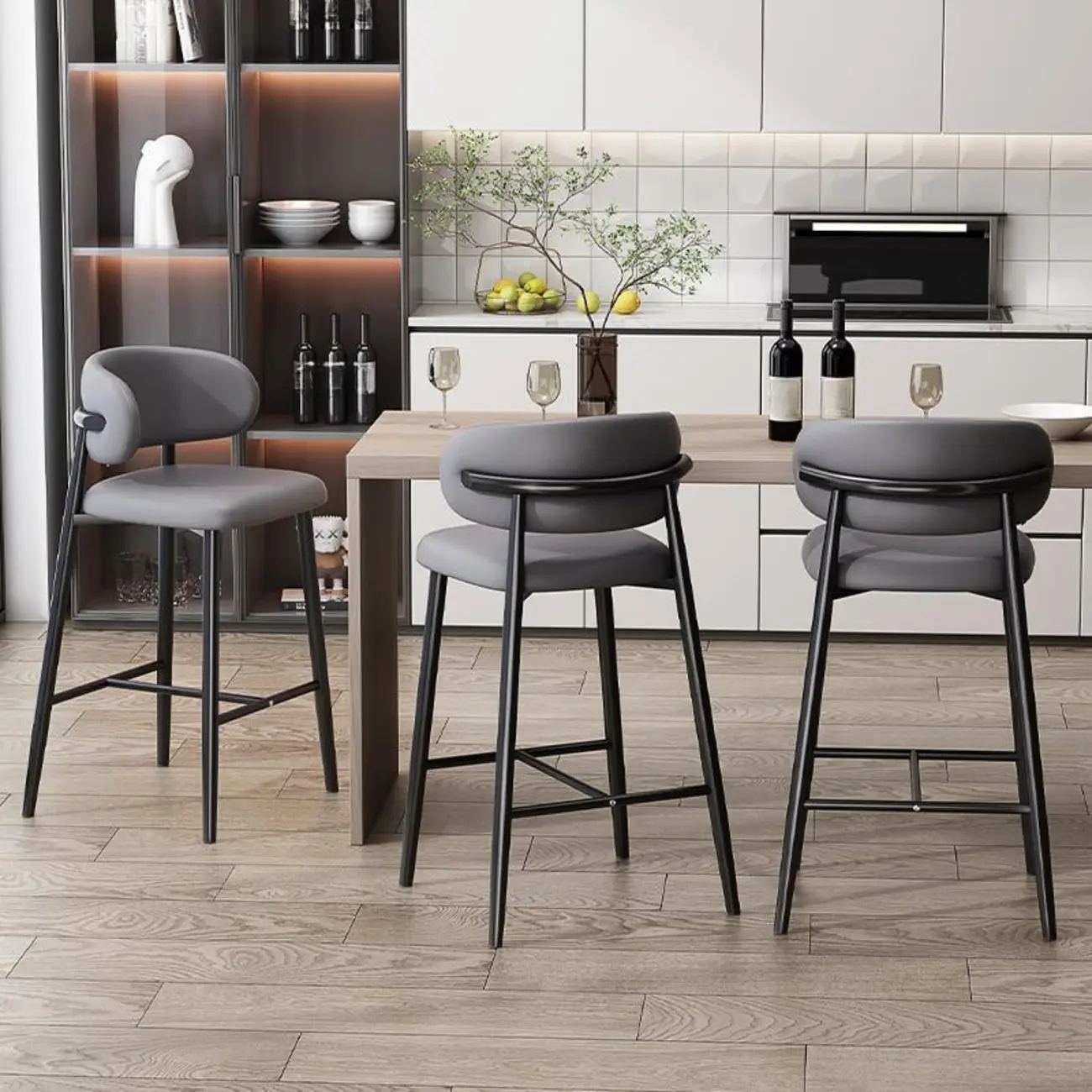 Modern Upholstered Low Back Counter Height Bar Stools