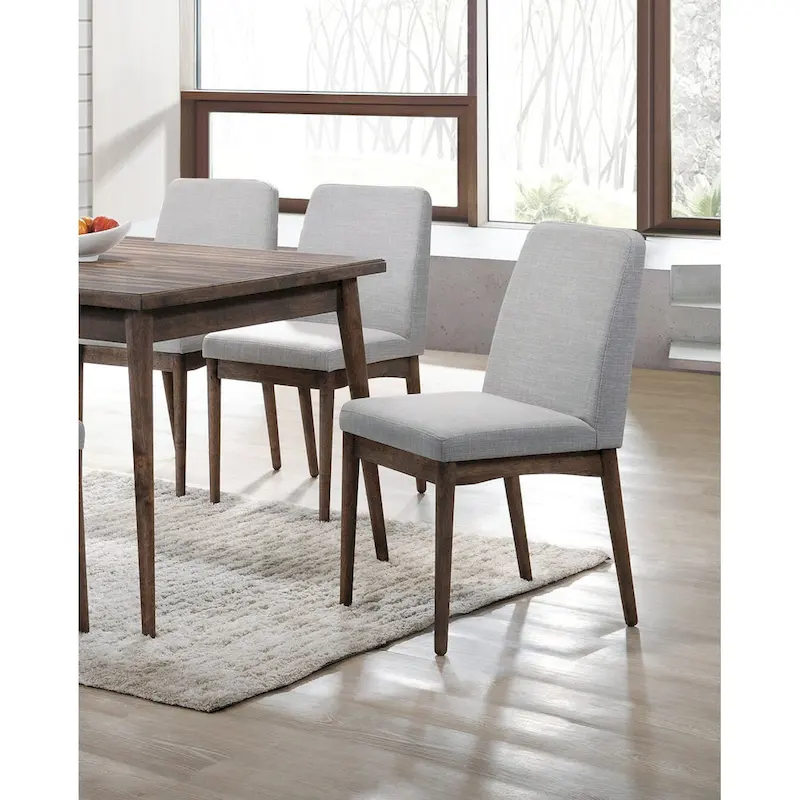 Mid-Century Set of 2 Dining Chairs with Fabric Backrest Foam-Padded Seat, Solid Wood Legs for Kitchen Dining Room Living Room
