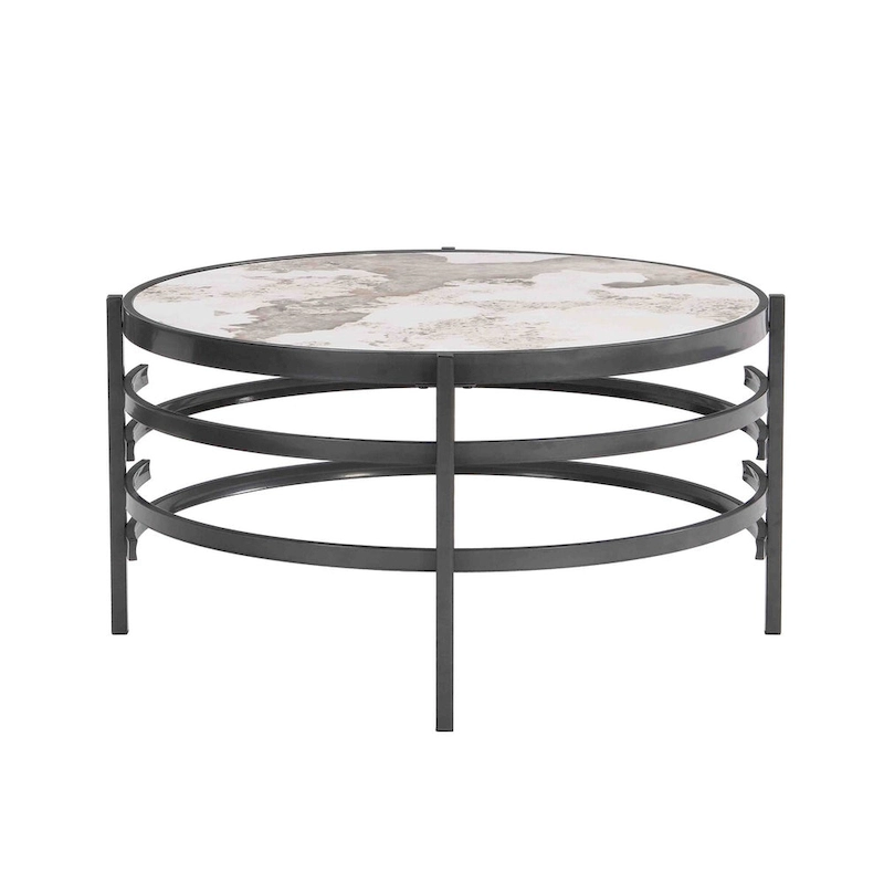Modern Coffee Table With Sintered Stone Top and Sturdy Metal Frame