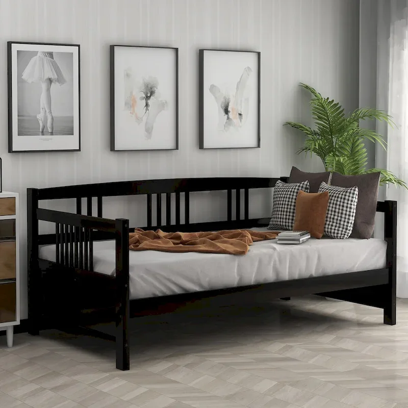 Solid Wood Daybed Frame with Wood Slats – Twin & Full Size