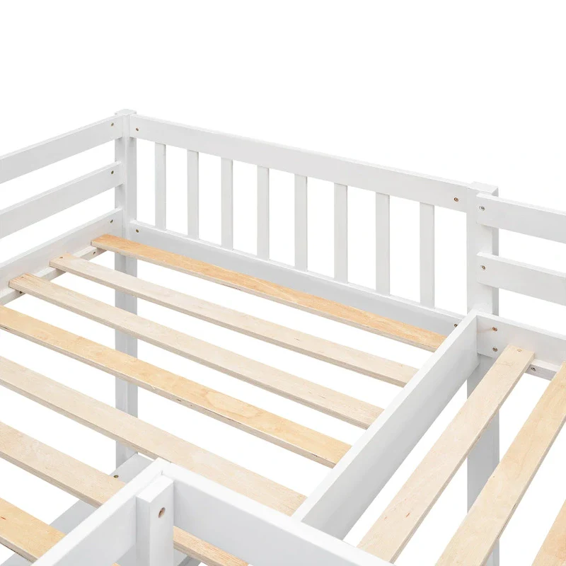 Twin L-Shaped Loft Bed with Desks