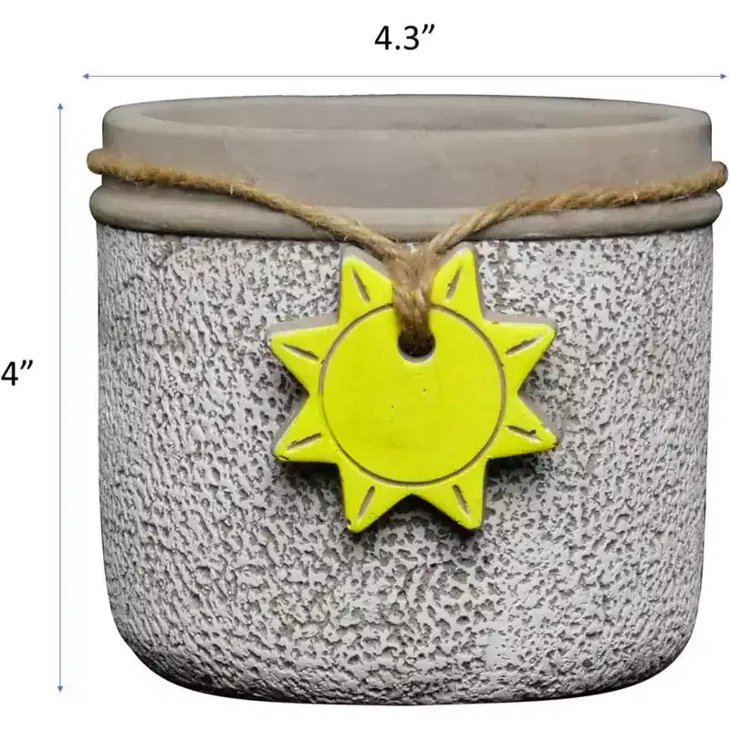 Classic Home and Garden Indoor/Outdoor Cement Planter with Drainage Hole, Sun Bowl, Small, Whitewash