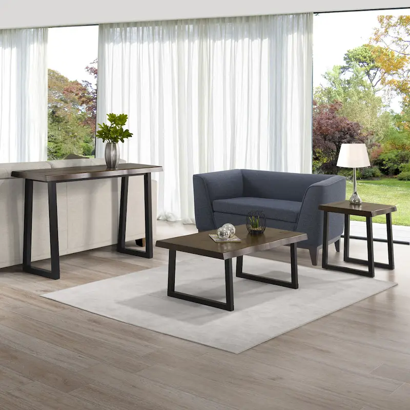 Steve Silver Joliet Live Edge Distressed Cherry and Ebony Console Bar Table