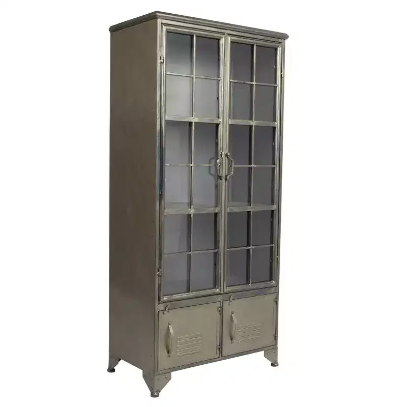 Storied Home 57.5" Tall Decorative Storage Cabinet Fixed Shelves