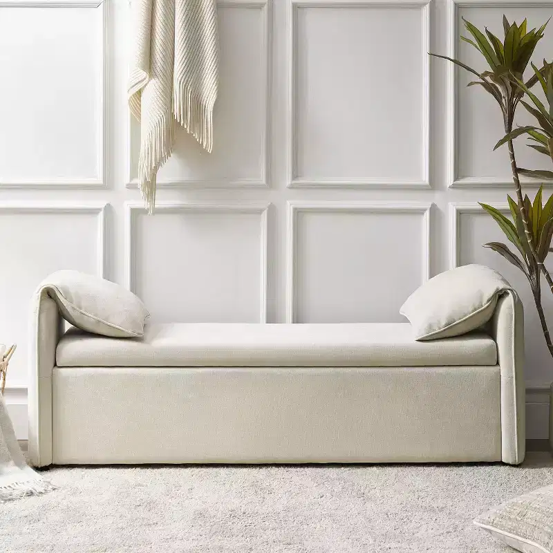 Rafael Storage Bench with Pillows Designed to Resemble Elephant Ears|ART OF LIVING DESIGNS