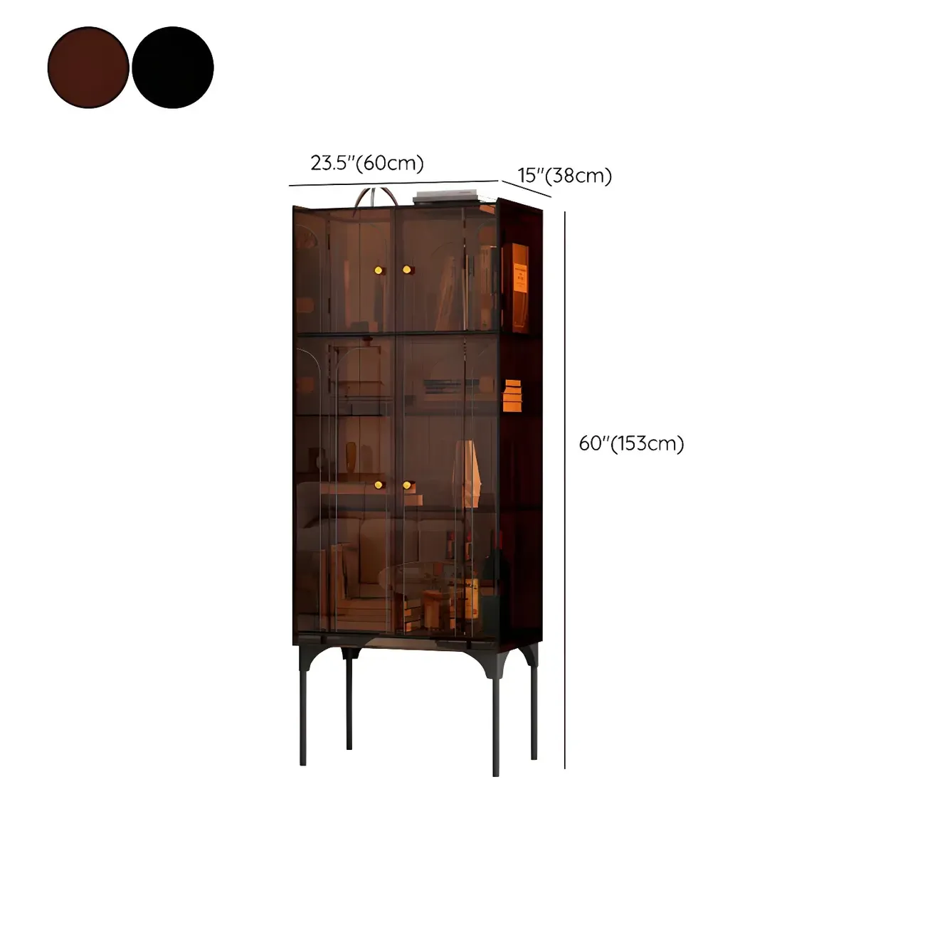 Modern Plastic/Acrylic Sideboard Cabinets with Shelves in Red