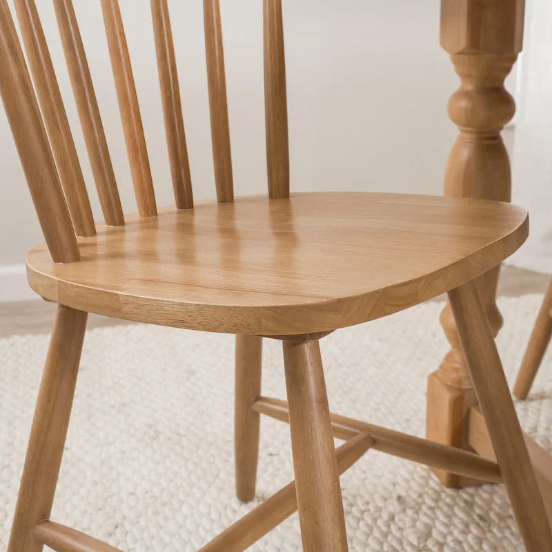 Natural Wood High Back Spindle Dining Chair - 225 lbs Capacity
