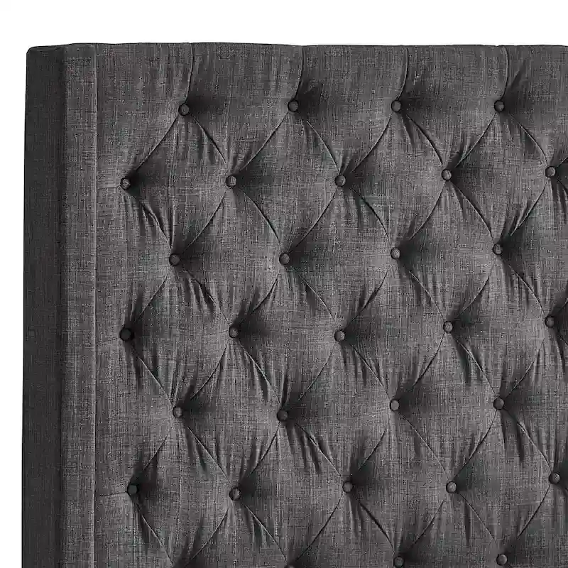 Button-Tufted Wingback Upholstered Headboard – Elegant Bedroom Accent